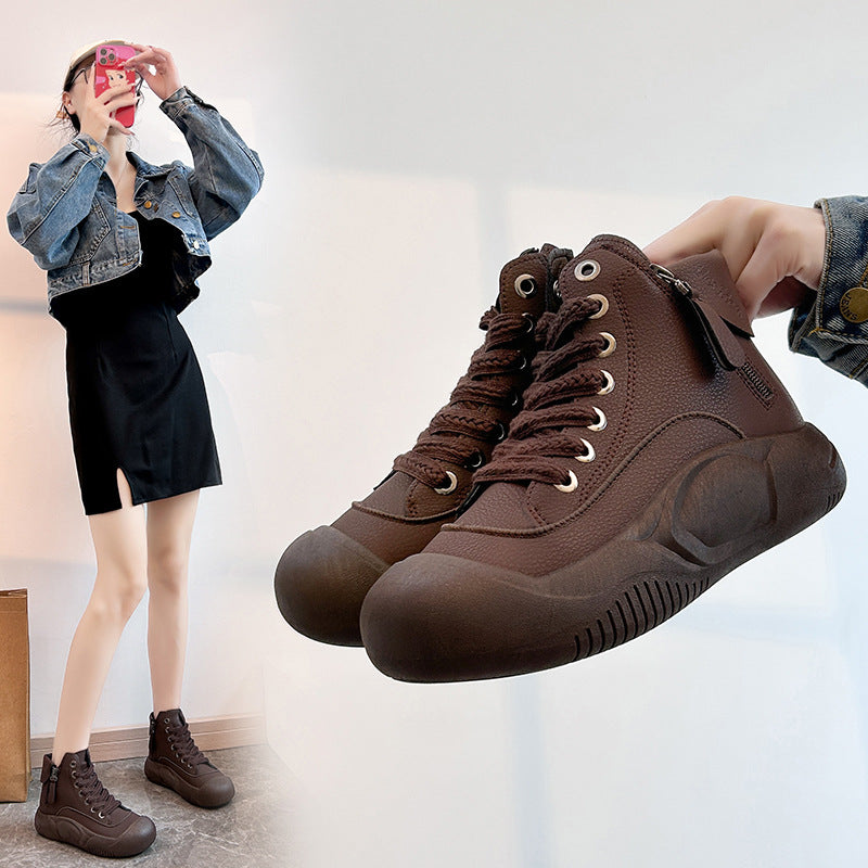Fiorelle 2025 Autumn/Winter High-Top Sneakers for Women, Trendy & Versatile Casual Platform Shoes, Comfortable Stylish Fashionable Streetwear, Breathable and Durable