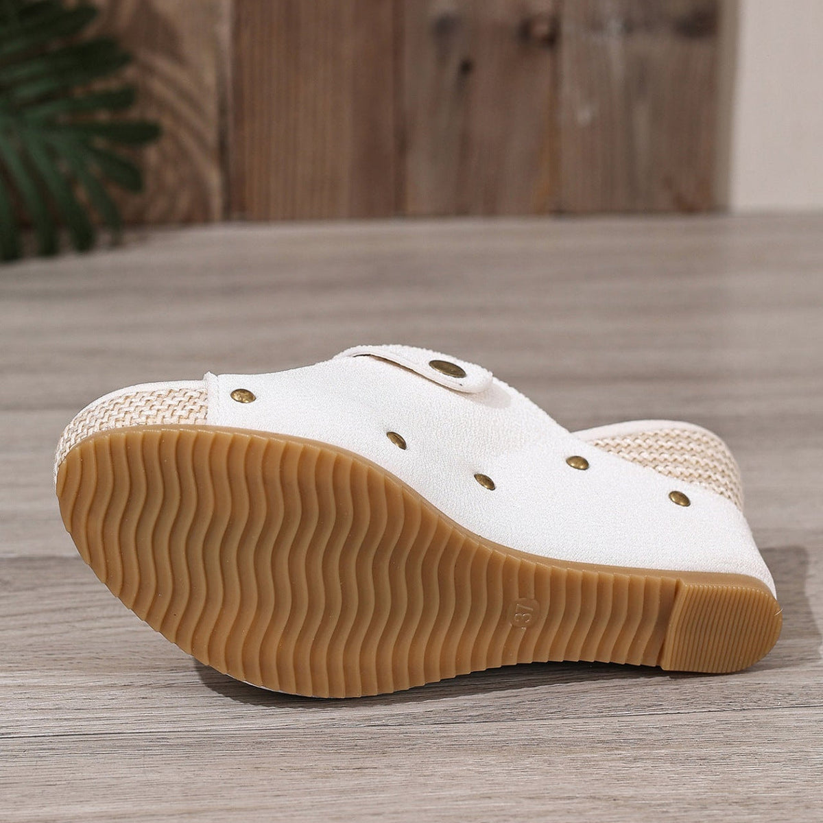 Fiorelle Women’s Sable Rivet Velcro Platform Wedge Sandals – Chunky Studded Slides with Adjustable Strap (US 4–10.5)