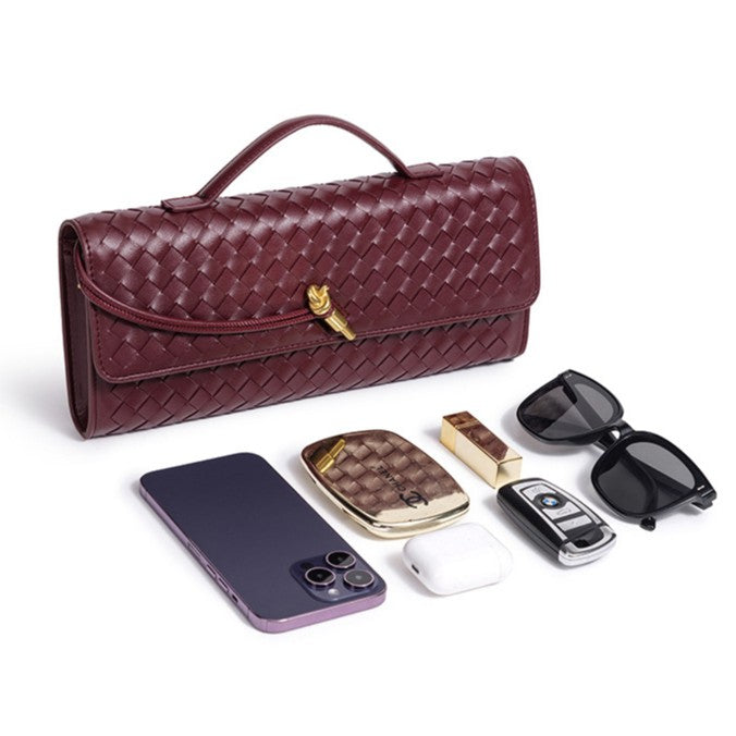 Fiorelle Women's Celestial Baguette Clutch - Kiss-Lock Woven Minaudière with Chain Strap