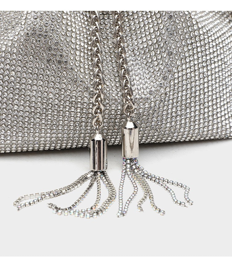 Fiorelle Women's Celestial Cache Bucket - Crystal-Encrusted Drawstring Minaudière with Detachable Constellation Chain