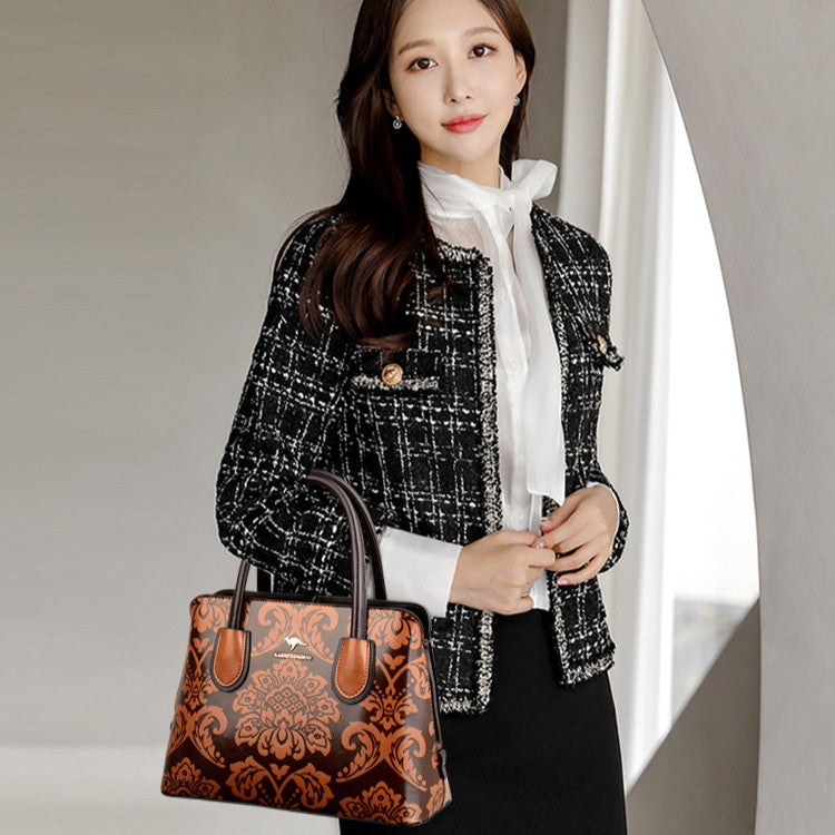 Fiorelle Women's Gilded Heirloom Satchel - Hand-Tooled Embossed Leather Convertible with Timeless Architecture & Artisan Legacy