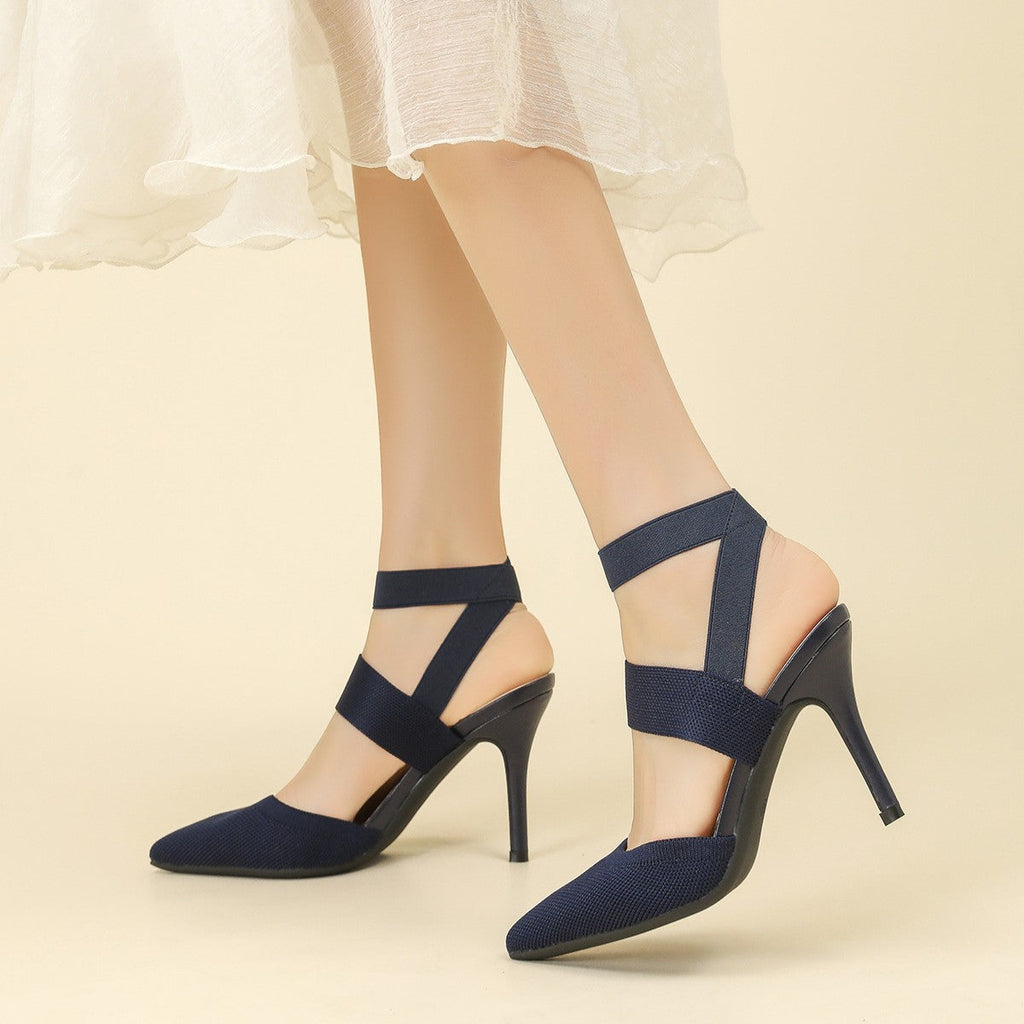 Fiorelle Women’s Amara Fabric Ankle-Strap Stiletto Pumps – Pointed-Toe Hollow Side Elegant Heels (US 4–10.5)