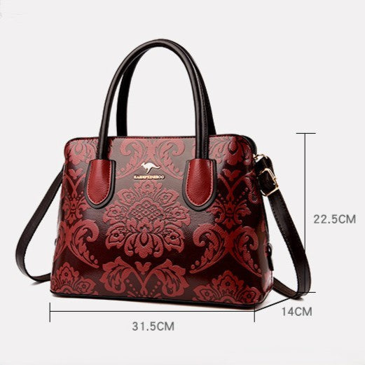Fiorelle Women's Gilded Heirloom Satchel - Hand-Tooled Embossed Leather Convertible with Timeless Architecture & Artisan Legacy