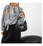 Fiorelle Women’s Bow-Adorned Chain Shoulder Bag - Crossbody Purse with Detachable Strap
