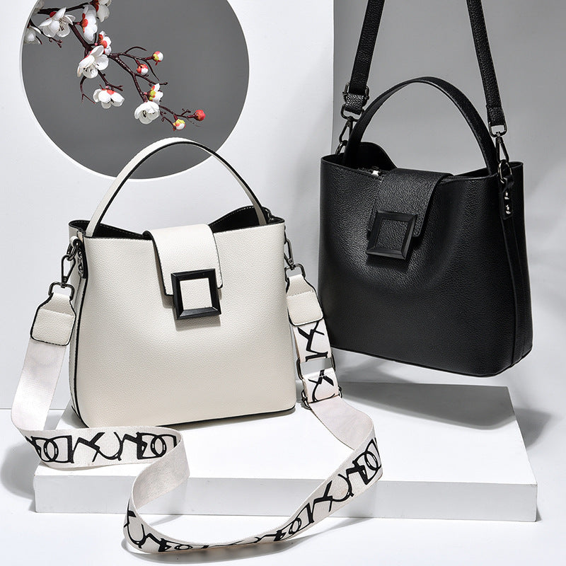 Fiorelle Women’s Signature-Buckle Square Bucket Bag - Premium Convertible Shoulder & Crossbody with Architectural Silhouette & Elevated Minimalism