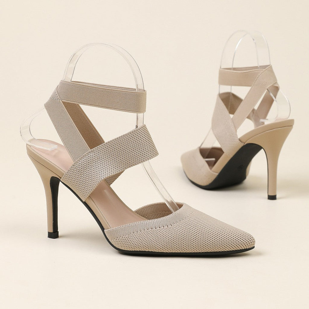 Fiorelle Women’s Amara Fabric Ankle-Strap Stiletto Pumps – Pointed-Toe Hollow Side Elegant Heels (US 4–10.5)