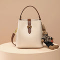 Fiorelle Women’s Bunny Charm Bucket Satchel — Cowhide Leather Convertible with Sculptural Clasp & Signature Whimsy