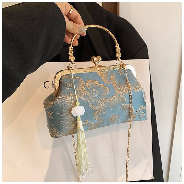 Fiorelle Women's Vintage Satin Mini Crossbody Bag - Retro Silk Handheld Purse - Petite, Elegant & Versatile