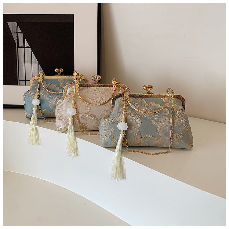 Fiorelle Women's Vintage Satin Mini Crossbody Bag - Retro Silk Handheld Purse - Petite, Elegant & Versatile