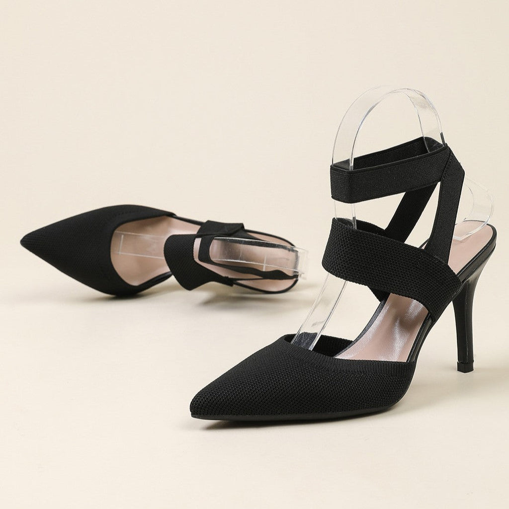 Fiorelle Women’s Amara Fabric Ankle-Strap Stiletto Pumps – Pointed-Toe Hollow Side Elegant Heels (US 4–10.5)