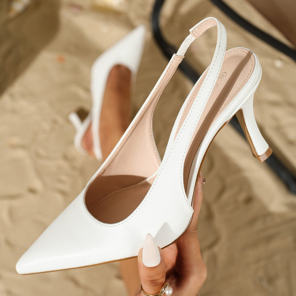 Fiorelle Women’s Élise Minimalist French-Style Buckle Strap Pointed-Toe High Heels – Slim Stiletto Court Shoes (US5–10)