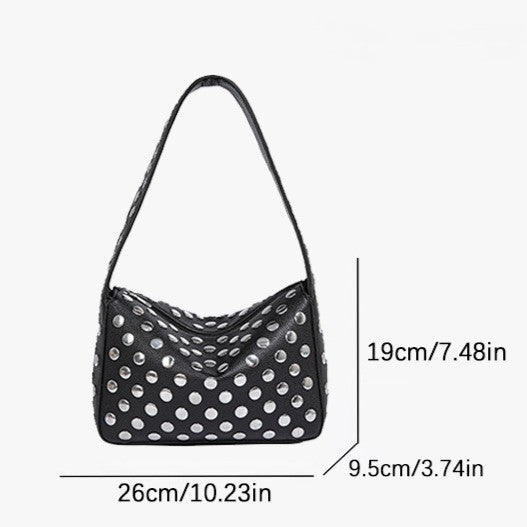 Fiorelle Women's Retro Rider Bag – Artisan-Embellished Underarm Shoulder Bag with Rivet Hardware