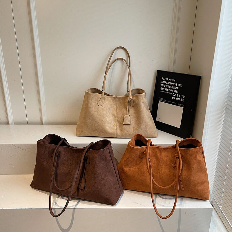 Fiorelle Women's  Luxe Suede Minimalist Tote Bag — Spacious Carryall with Curated Everyday Elegance