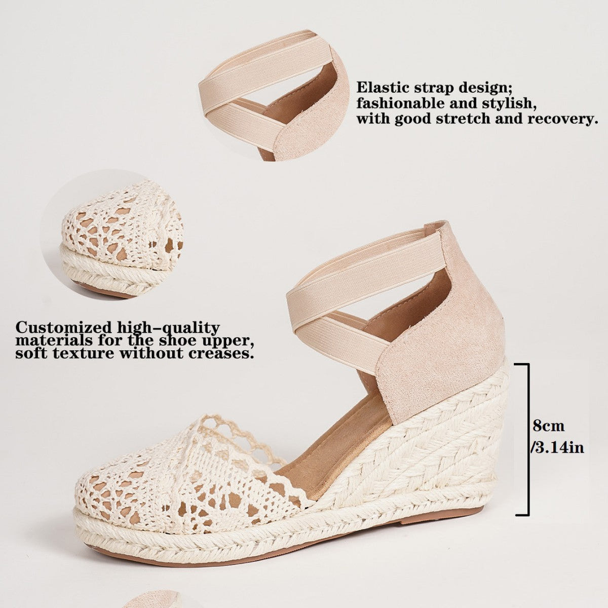 Fiorelle Women’s LaceRoma Ballet Wedge Sandals – Cross-Strap Round Toe Lace Platform Wedge Sandals (US 4–10.5)