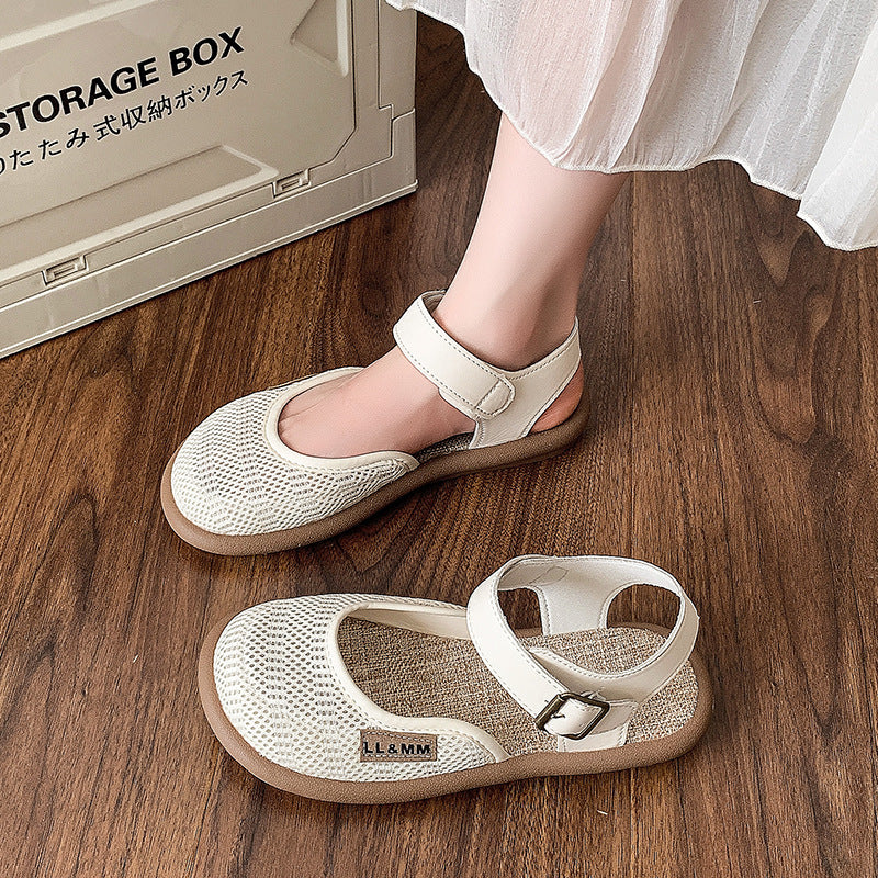 Fiorelle Women’s Mirelle Linen Mesh Closed-Toe Roman Sandals – Effortless Lightweight Everyday Comfort Flats (US 4–10)