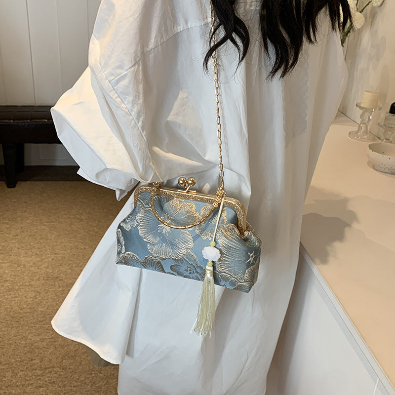 Fiorelle Women's Vintage Satin Mini Crossbody Bag - Retro Silk Handheld Purse - Petite, Elegant & Versatile