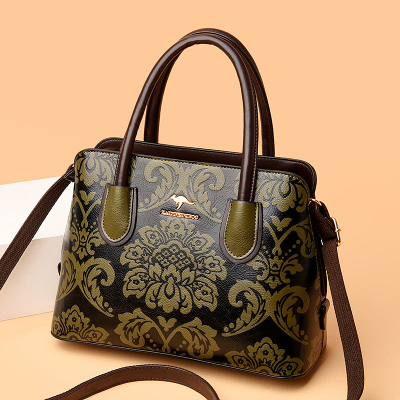 Fiorelle Women's Gilded Heirloom Satchel - Hand-Tooled Embossed Leather Convertible with Timeless Architecture & Artisan Legacy