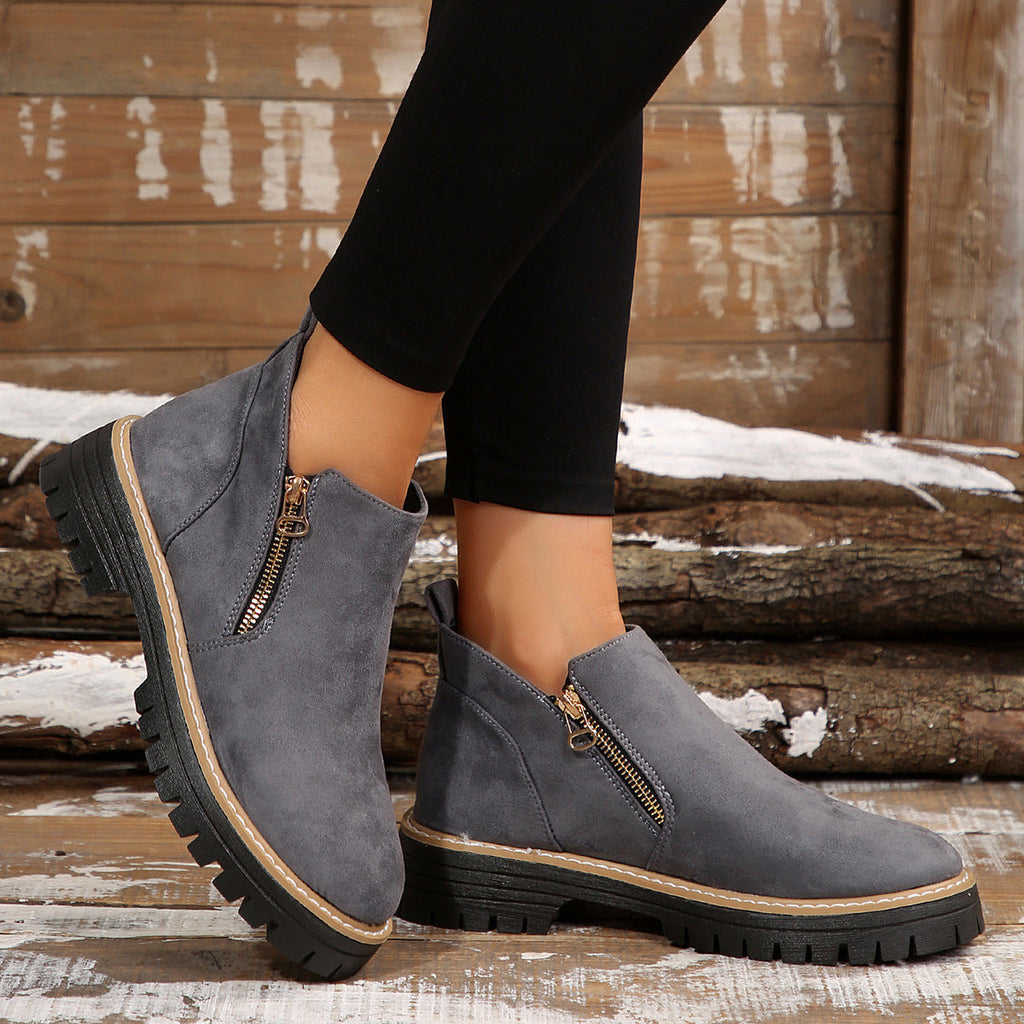 Fiorelle Women's Metro Chelsea Boots - Side-Zip Suede Ankle Boots with Chunky Heel (US 5-10.5)