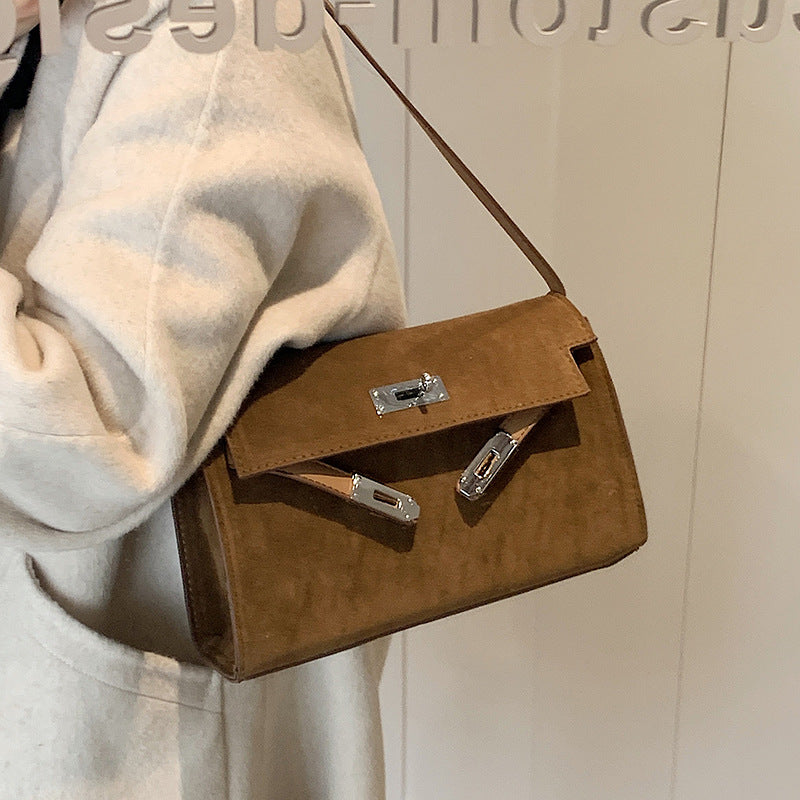 Fiorelle Women's Retro-Luxe Suede Mini Satchel - Convertible Underarm Crossbody Bag for Women | Vintage Brushed Texture in Caramel Ombre