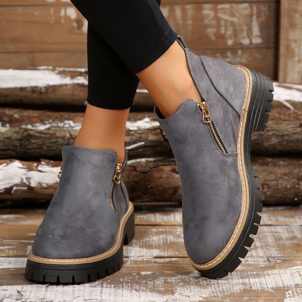 Fiorelle Women's Metro Chelsea Boots - Side-Zip Suede Ankle Boots with Chunky Heel (US 5-10.5)