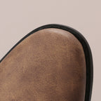 Fiorelle Women's Matte PU Buckle-Detailed Slouch Boots - Crushed Texture Stacked Mid-Calf Flat Boots (US 5-10.5)