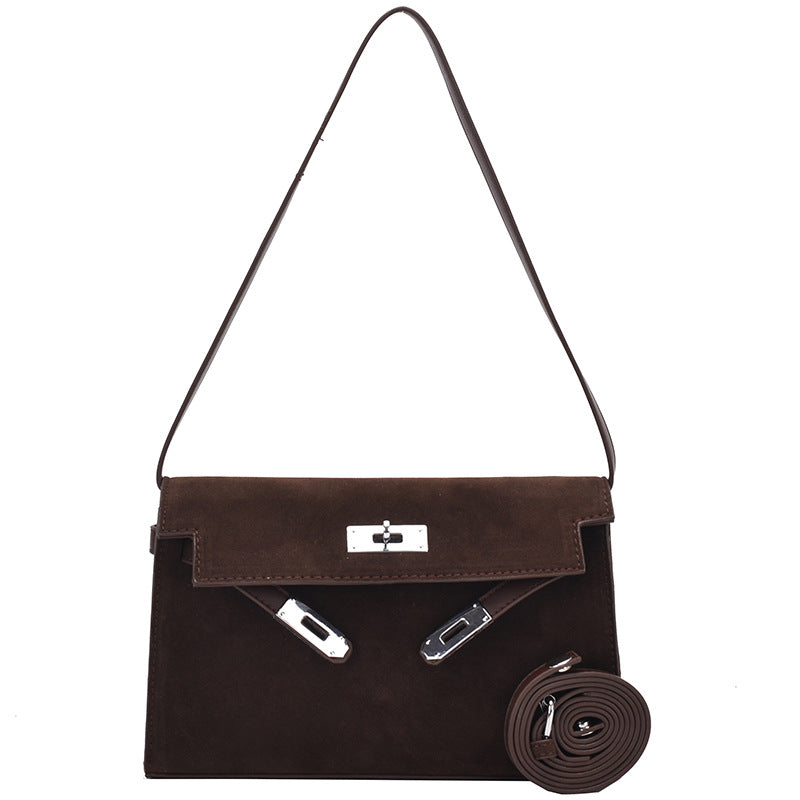 Fiorelle Women's Retro-Luxe Suede Mini Satchel - Convertible Underarm Crossbody Bag for Women | Vintage Brushed Texture in Caramel Ombre