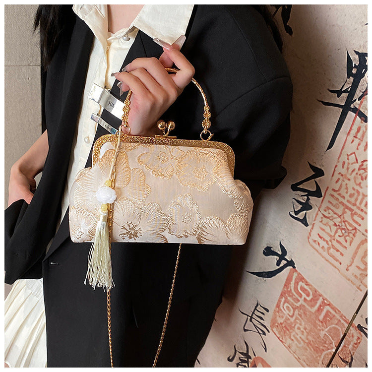 Fiorelle Women's Vintage Satin Mini Crossbody Bag - Retro Silk Handheld Purse - Petite, Elegant & Versatile