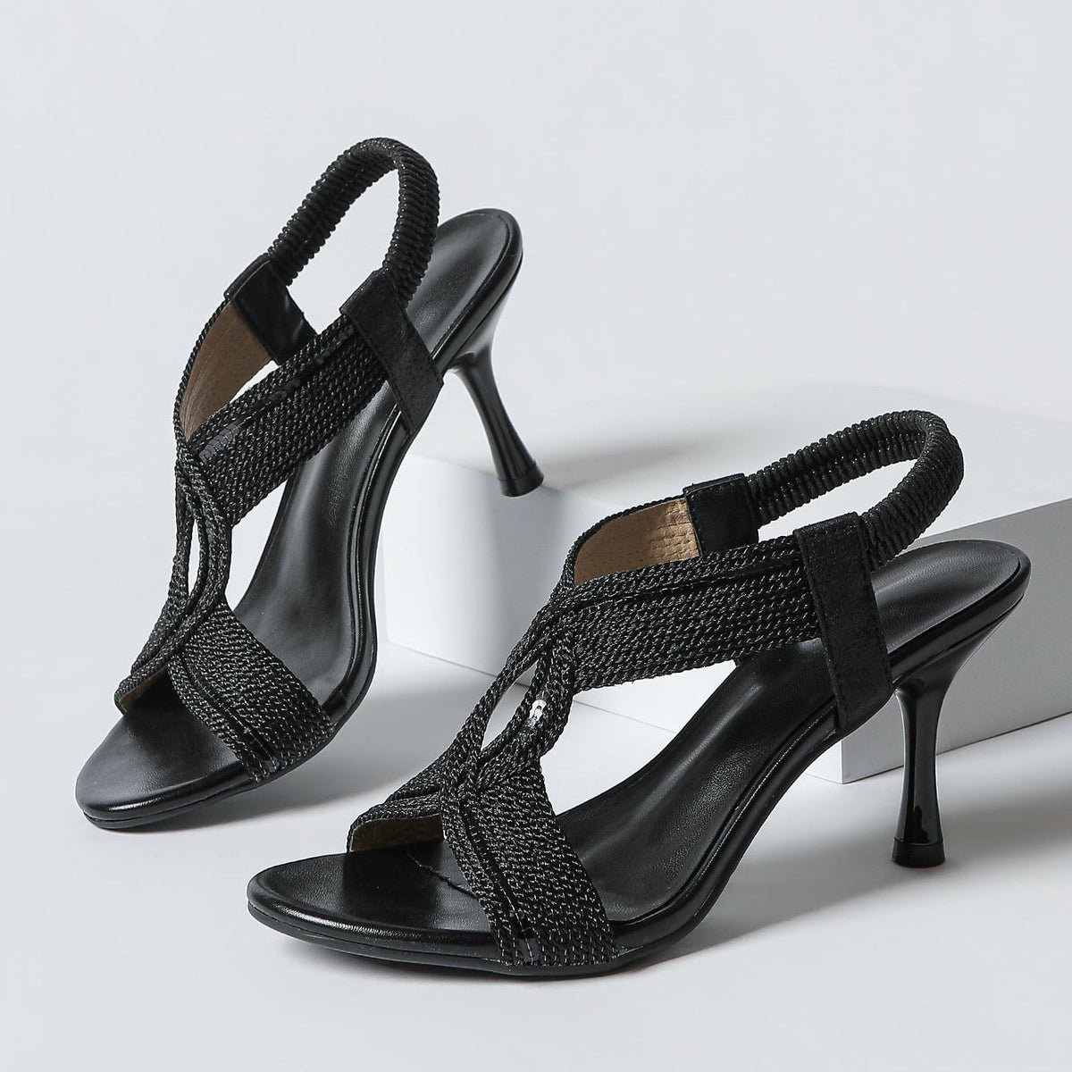 Fiorelle Women's Thea Braid Artisan Stiletto Sandals – Handwoven Open-Toe Roman Heels (US 4–10.5)