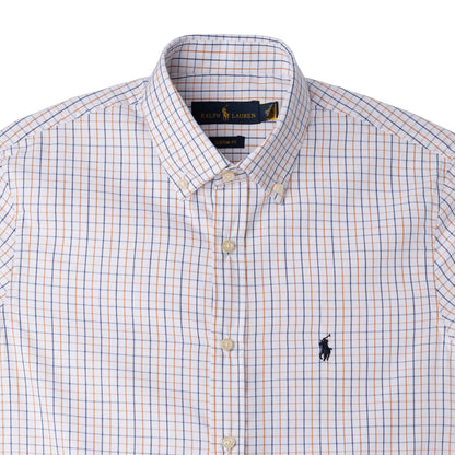 Men's RL Shirt Custom Fit Istanbul White and Blue and Brown