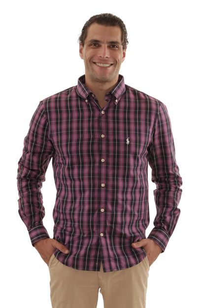 Men's RL Shirt Plaid Milan - Purple