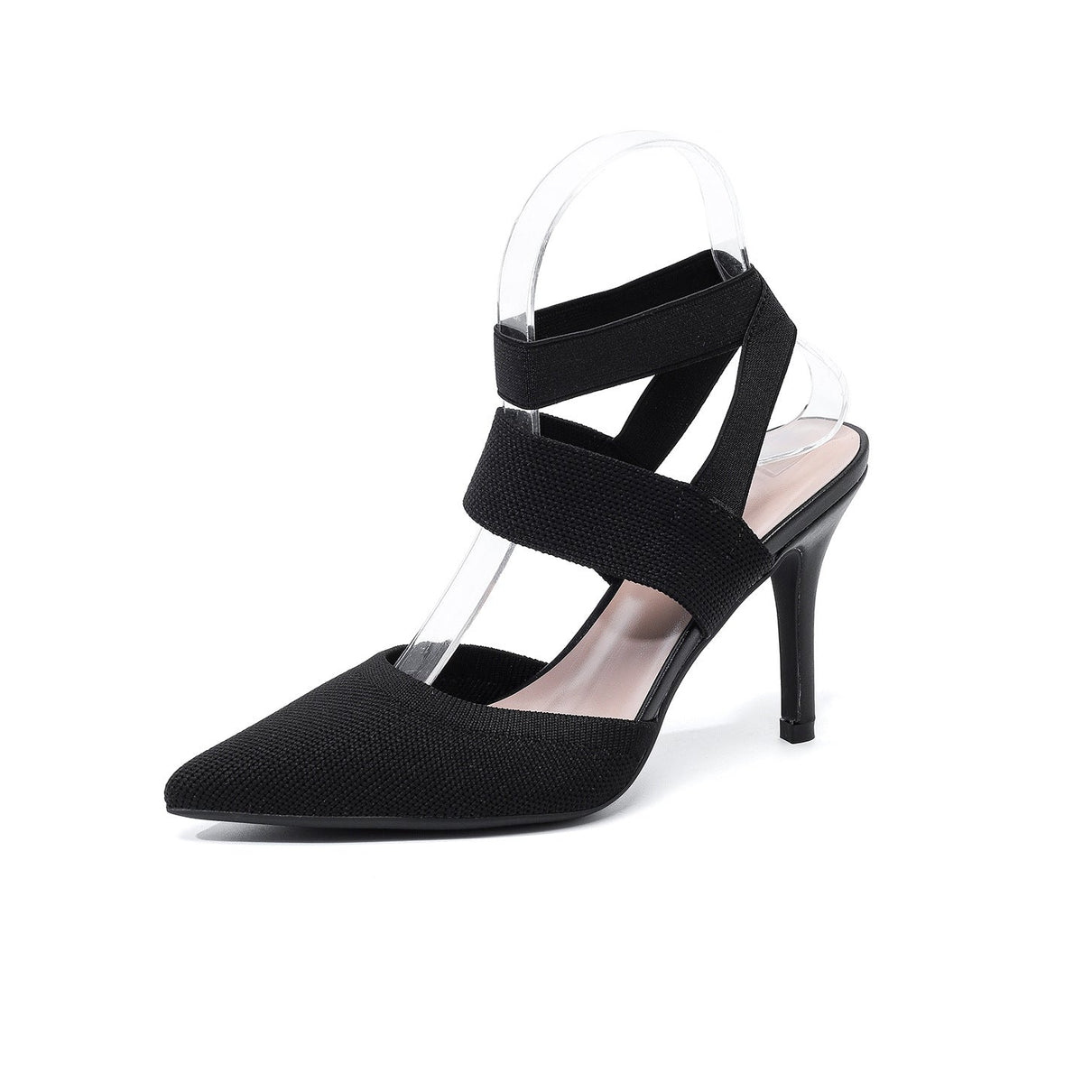 Fiorelle Women’s Amara Fabric Ankle-Strap Stiletto Pumps – Pointed-Toe Hollow Side Elegant Heels (US 4–10.5)