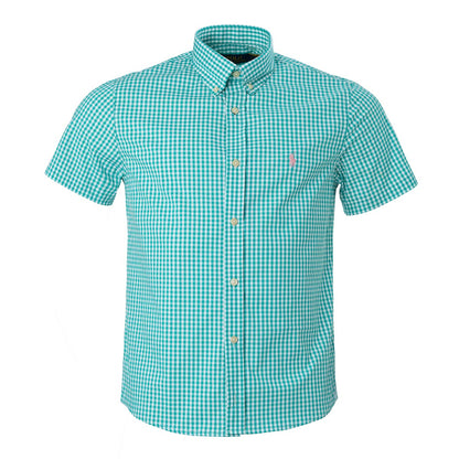 Men's RL Shirt Custom Fit Checked Green