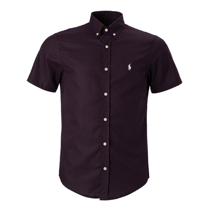 Men's RL Shirt Oxford Short-Sleeve - Burgundy