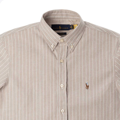 Men's RL Shirt Short-Sleeve Fine Striped Oxford Striped - Beige