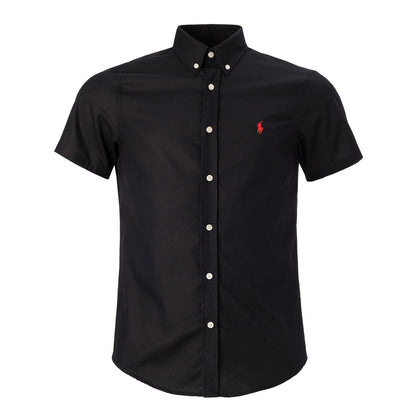 Men's RL Shirt Custom Fit Oxford Short-Sleeve - Black