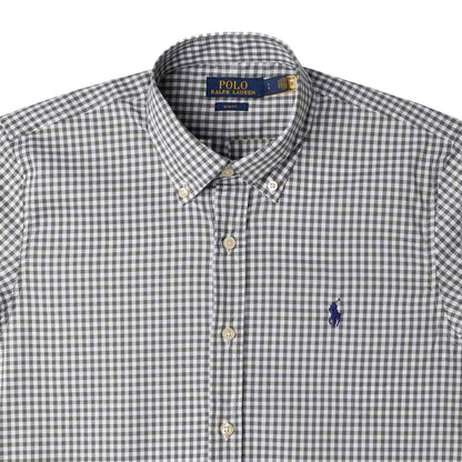 Men's RL Shirt Slim Fit Stretch Medium Plaid - Gray